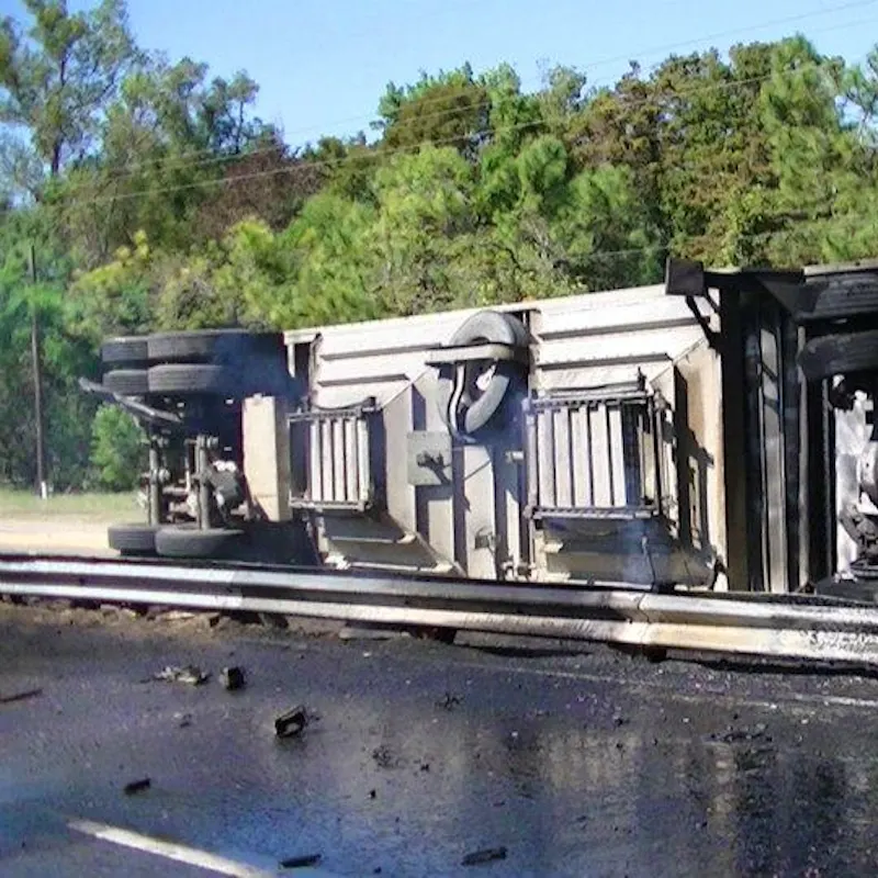 hazmat incident truck on side