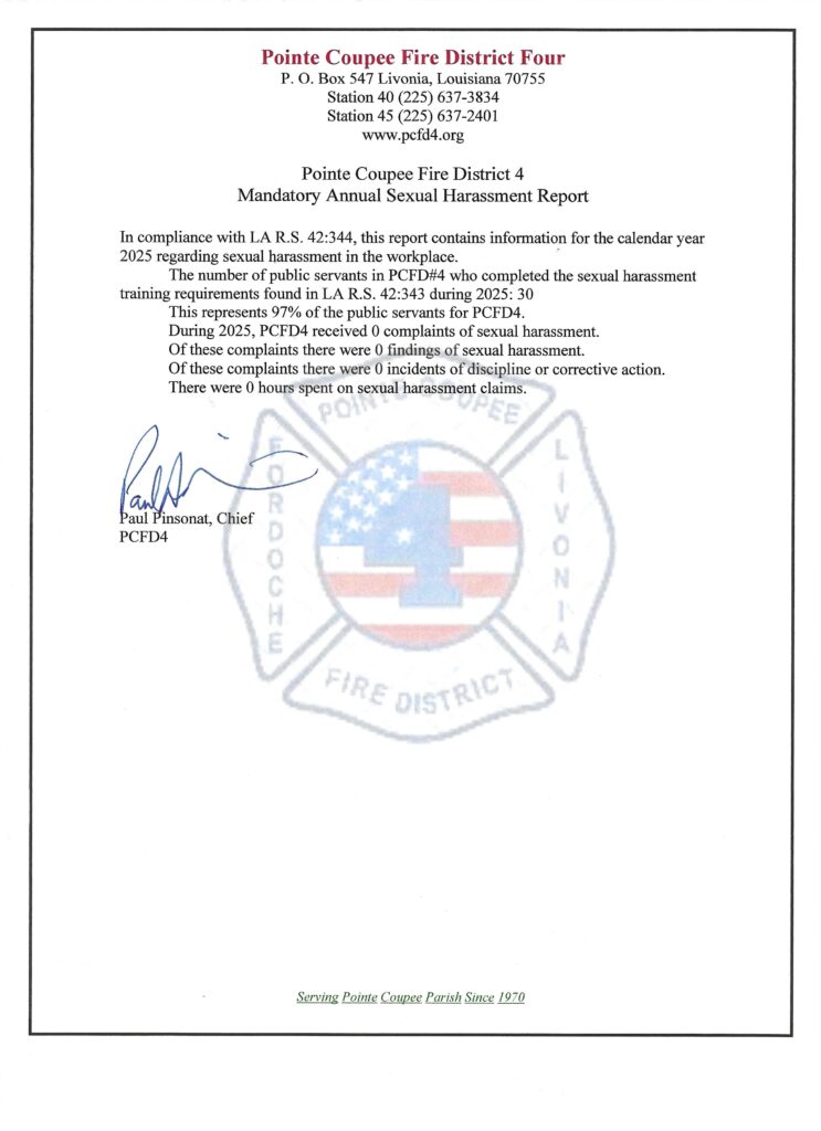 pcfd4 2025 sexual harassment report